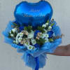Mix Bloom Bouquet 
With Blue Heart Ballon 
With custom a message 