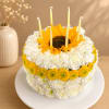 Floral Cake filled with carnations, pumpkin plums, sunflower and candles perfect and