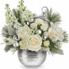 Teleflora's Silver Snowball Bouquet brings a cool, elegant look to the holidays.