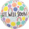 Round balloon with colorful doodles and 