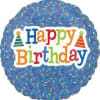 Round birthday balloon with colorful 