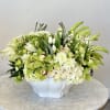 All whites and greens in our big white vase
FRESH CUT flowers