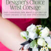 White wrist corsage with small roses and ribbon