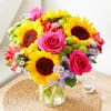 Sunflowers take center stage in this Fields of Gold bouquet, a joyful