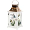White memorial lantern with butterfly and calla lily design