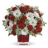 This simply sweet bouquet is delicately arranged in our ruby red glass