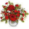 Teleflora's Silver Sparkle Bouquet shines with bold holiday style! Red roses and