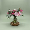 Gorgeous pink roses, cremones, and eucalyptus for the one who's held everything