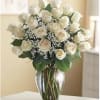 Two dozen gorgeous white roses are the perfect romantic gift to send