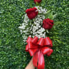 Send out  3 roses arranged beautifully in a small bud vase.