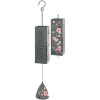 A flat, rectangle chime with decorative pink flowers and hummingbirds