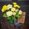 Our dark green insulated Pirani tumbler is filled with shades of yellow
