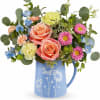 Brimming with fresh-picked charm, Teleflora's Daisy Dreams Bouquet delights with peach roses