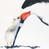 Watercolor painting of a penguin on white paper
