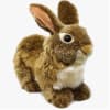 Plush brown rabbit with white chest on a white background