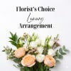 Peach and white roses with white buds and greenery