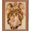 Angel tapestry holding a bouquet of flowers