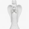 White ceramic angel figurine holding a small bird