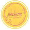Yellow circular label with pink floral line art and the words "Sun Shine Vase Arrangement"