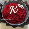 Amazing 35 red Roses Bouquet with Any Initial letter made of fresh