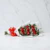 Red roses(or another color if you wish), wrapped in cascading fashion to