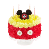Mickey Mouse-themed floral cake with candles