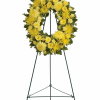 Yellow floral wreath on a standing easel