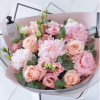 At least four fluffy pink peonies plus co-ordinating summer pastel blooms.
