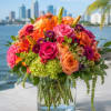A vivid, tropical burst of color greets the recipient the moment they