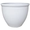 White ceramic planter pot with a wide rim