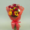Bright, cheerful, and full of love, our Sunflower &amp; Rose Hand-Tied Bouquet
