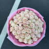 Elegant bouquet of 50 pink roses of the Pink Mondial variety.