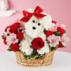 Talk about puppy love! Crafted from lasting white carnations, our canine cutie