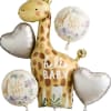 Giraffe-shaped baby shower balloon with heart and round balloons