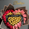 Be Mine Heart is a show-stopping heart-shaped wrapped bouquet designed to captivate