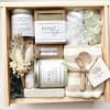 Soft, spa-inspired tones set the scene: the Mint &amp; Wildflower bath set
