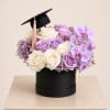A sophisticated floral arrangement featuring premium white and lavender roses paired with