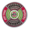 Ohio State Buckeyes round decorative sign with a stadium design