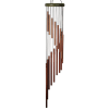 Hanging metal wind chime with copper-colored tubes