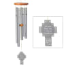 Silver wind chime with a cross-shaped remembrance tag