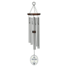Metal wind chime with silver tubes and a cross pendant