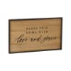 20" x 12" reversible wooden wall sign with dark frame, light wood