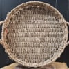 18" x 3" Round woven seagrass tray with two side handles -
