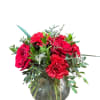 Gorgeous small bouquet with red roses and carnations