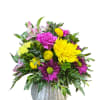 Bright bouquet of yellow and purple flowers