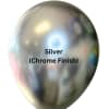 Silver chrome balloon with a tied knot at the bottom