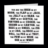 White greeting card with a bold black quote printed on the front