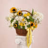 Brighten any space with our Elegant Flower basket Arrangement! Bursting with vibrant