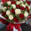 Crimson &amp; Ivory Romance features 15 premium red roses and 15 premium