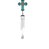 Decorative hanging cross with dangling chimes and a faceted crystal drop